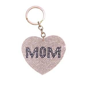 NEW CAP ZONE women's sparkly mom heart rhinestone keychain in clear